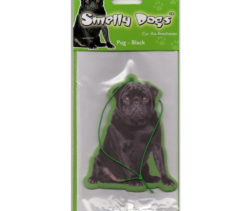 CAR -PETS SMELLY DOG AIR FRESHENER PUG BLACK